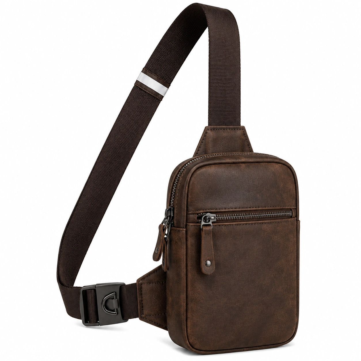 Borsa a tracolla 18 x 7 x 31 cm in similpelle marrone con tasche zip