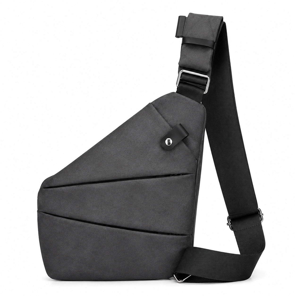 Borsa monospalla 30 x 8 x 45 cm in tessuto sintetico grigio scuro per uso quotidiano - tracolla regolabile