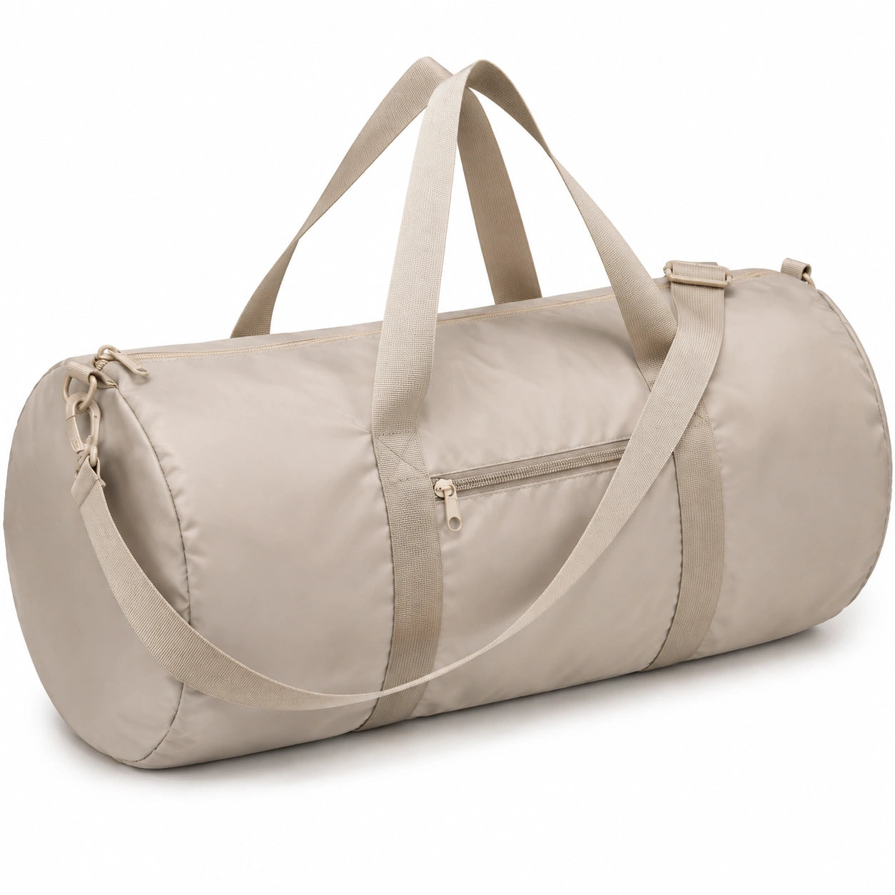 Borsone cilindrico 50 cm in poliestere beige con tracolla regolabile