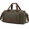 Borsone da viaggio 50 x 25 x 30 cm in tessuto verde oliva con inserti marroni e tracolla regolabile
