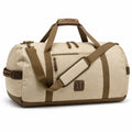 Borsone da viaggio 50 x 25 x 30 cm in tela beige e marrone con tracolla regolabile stile vintage