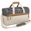 Borsa da viaggio 50 x 25 x 30 cm in tessuto blu e beige con tracolla regolabile