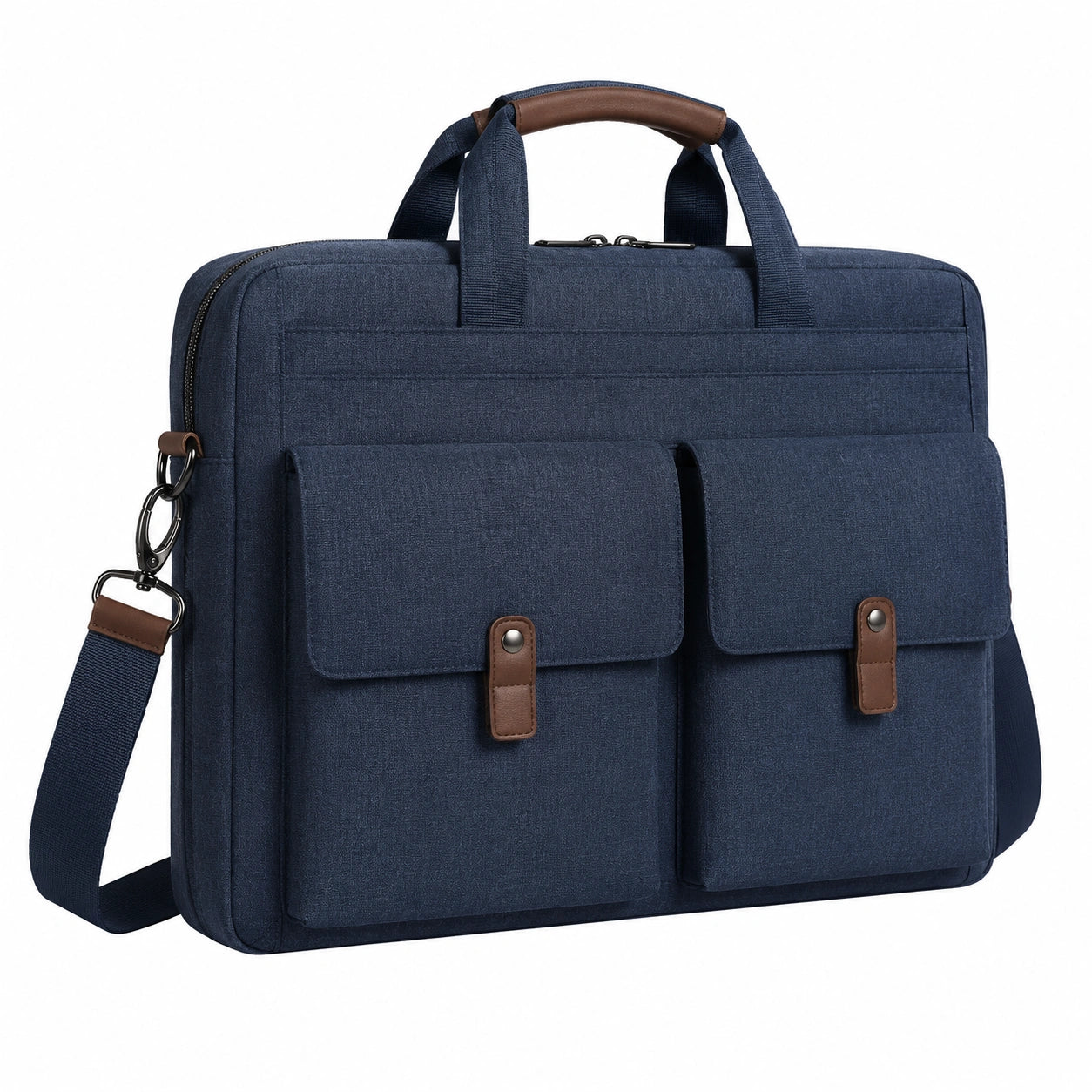 Borsa portadocumenti 42 x 8 x 32 cm in tessuto blu navy con tracolla rimovibile per laptop
