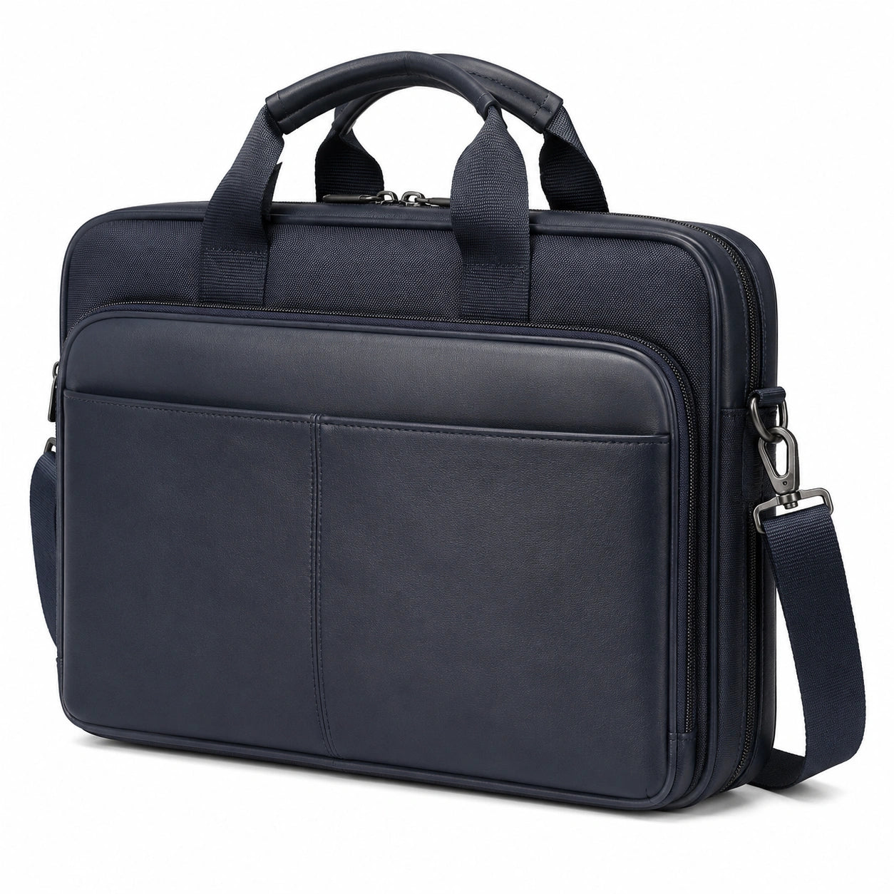 Borsa portadocumenti 40 x 30 x 10 cm blu scuro in tessuto con tracolla rimovibile