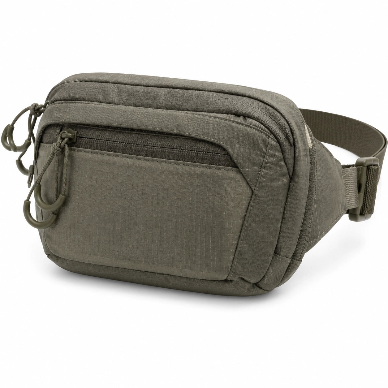 Marsupio 23 x 7 x 15 cm in tessuto sintetico verde oliva con tasche multiple