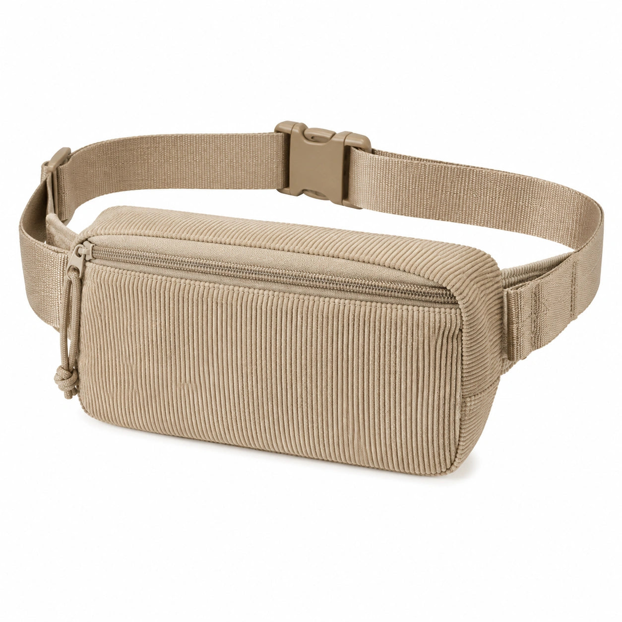 Marsupio 20 x 5 x 13 cm in tessuto a coste beige con cintura regolabile