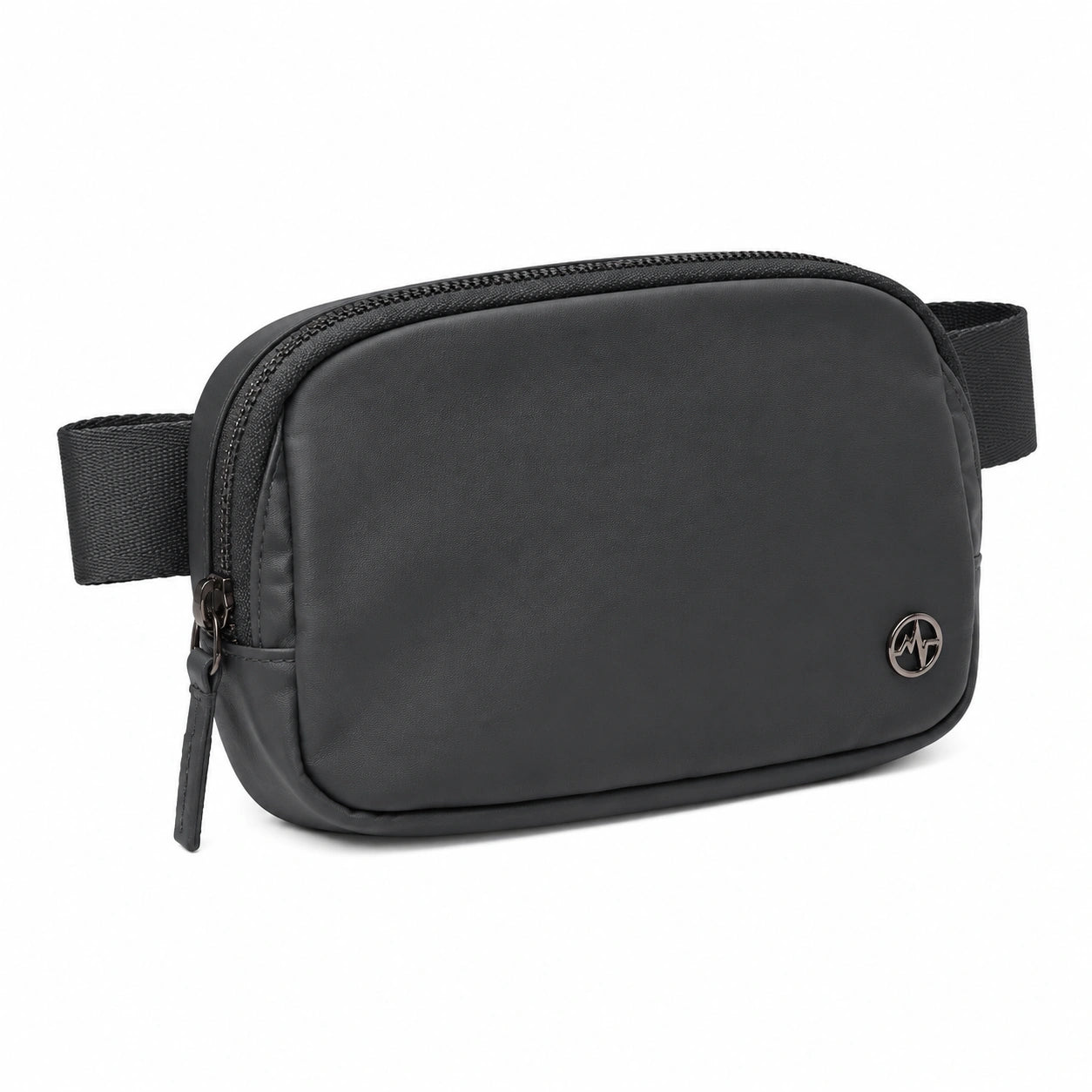 Marsupio 22 x 14 x 6 cm in similpelle nera con cintura regolabile e zip
