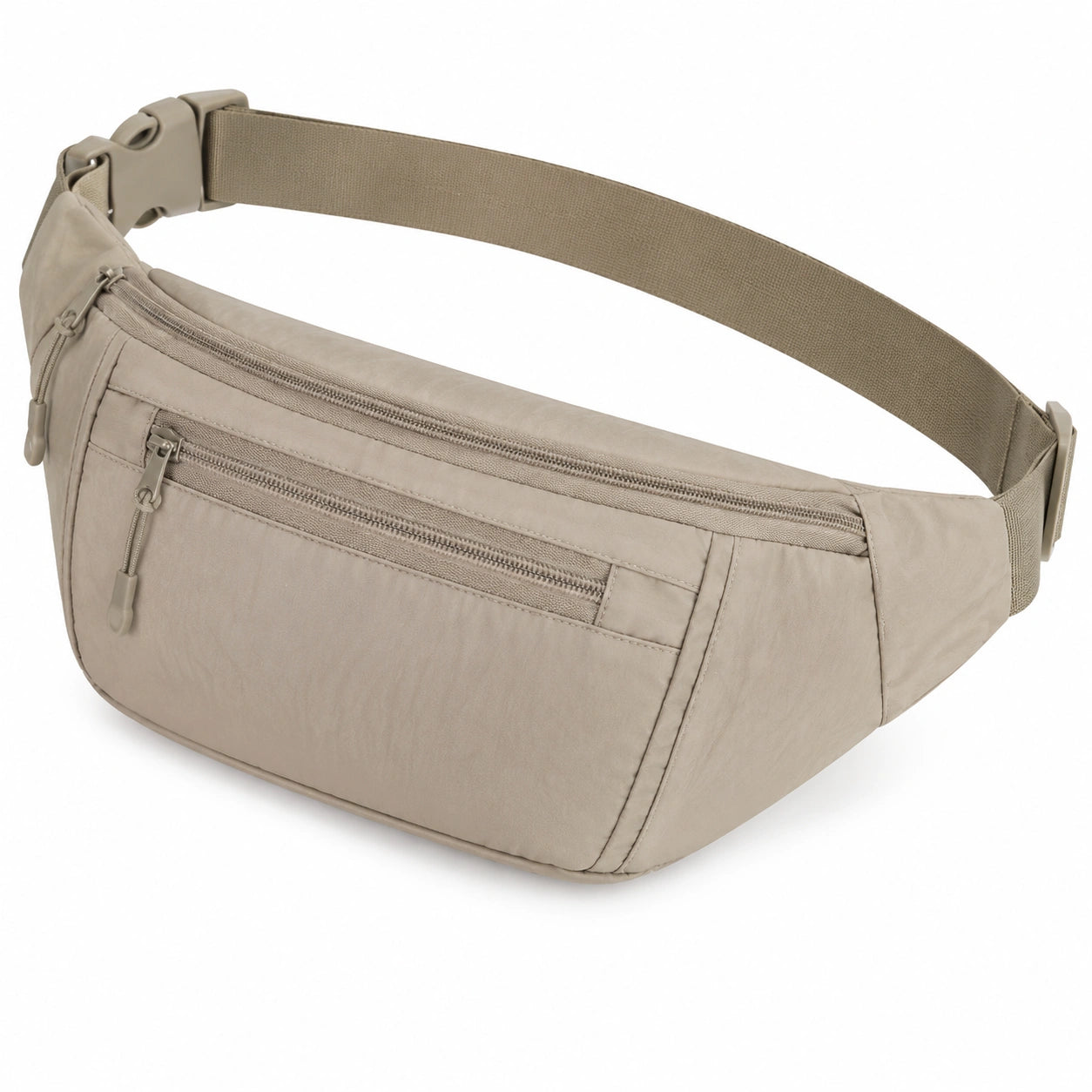 Marsupio 31 x 7 x 15 cm in tessuto sintetico beige per uso quotidiano con tasche zip