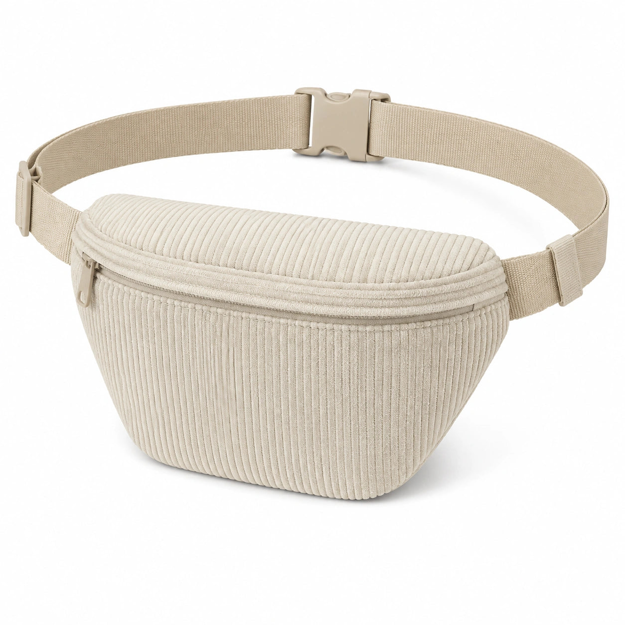 Marsupio 28 x 8 x 15 cm in tessuto a coste beige con cintura regolabile