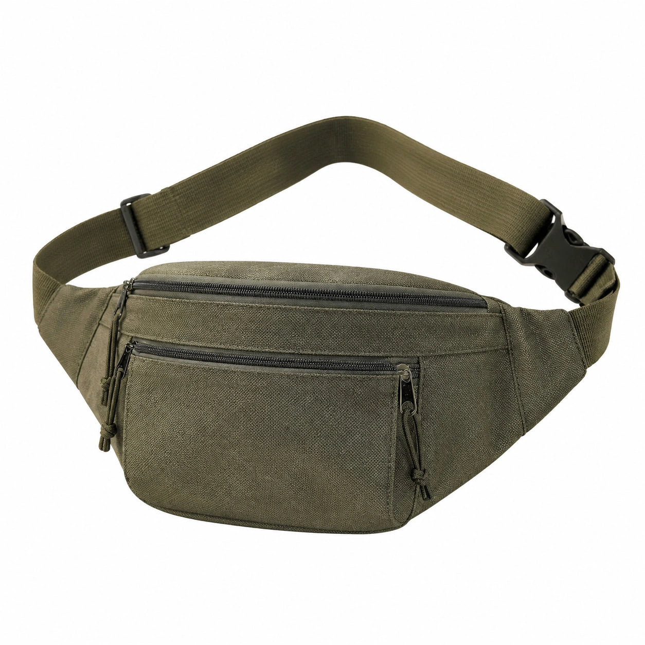 Marsupio 32 x 8 x 15 cm in tessuto verde oliva - cintura regolabile con tasche zip