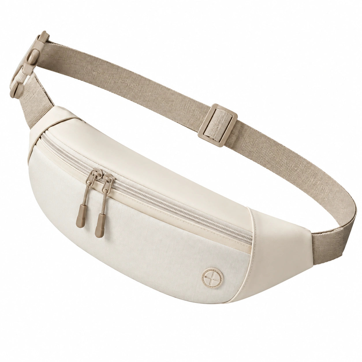 Borsello a vita regolabile in tessuto beige con zip stile casual