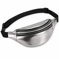 Marsupio 28 x 15 cm argento in materiale sintetico con cintura regolabile e doppia zip