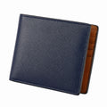 Portafoglio pieghevole 11.5 x 9.5 x 1.5 cm effetto pelle blu navy marrone con scomparti per carte