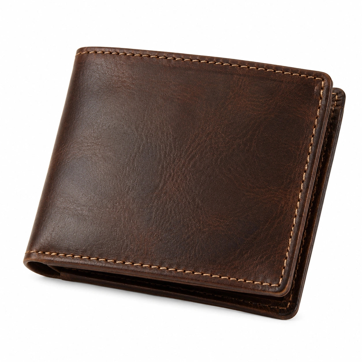 Portafoglio pieghevole 11.5 cm x 9.5 cm x 1.5 cm in pelle marrone stile classico
