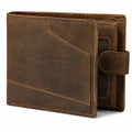 Portafoglio unisex 12 x 9.5 x 2 cm effetto pelle marrone con chiusura a linguetta