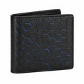 Portafoglio da uomo 12 x 9 x 2 cm in similpelle nero/blu con motivo geometrico pieghevole