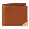 Portafoglio bifold 11.5 x 9.5 x 1.5 cm in similpelle marrone con porta carte stile classico