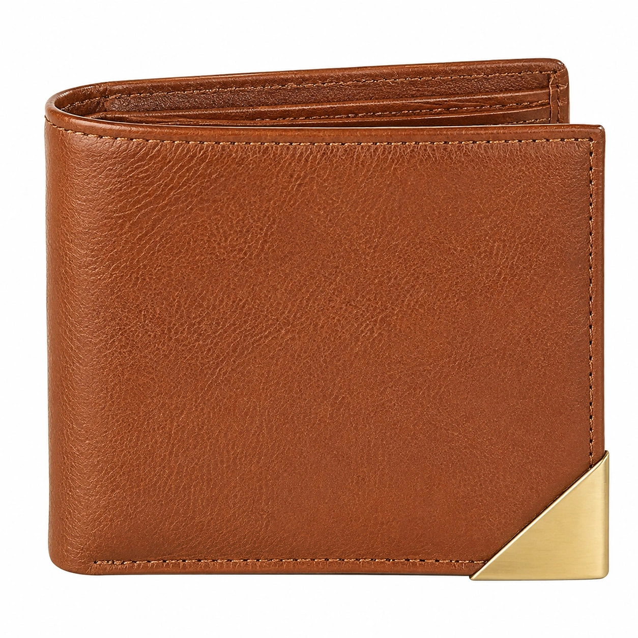 Portafoglio bifold 11.5 x 9.5 x 1.5 cm in similpelle marrone con porta carte stile classico