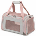 Trasportino per animali 45 x 28 x 28 cm in tessuto grigio e rosa con rete traspirante