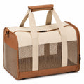 Trasportino per animali 45 x 28 x 30 cm in tessuto e rete beige/marrone - pieghevole con manici