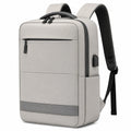 Zaino porta laptop 30 x 15 x 43 cm in tessuto sintetico grigio chiaro con porta USB e tasche organizzate