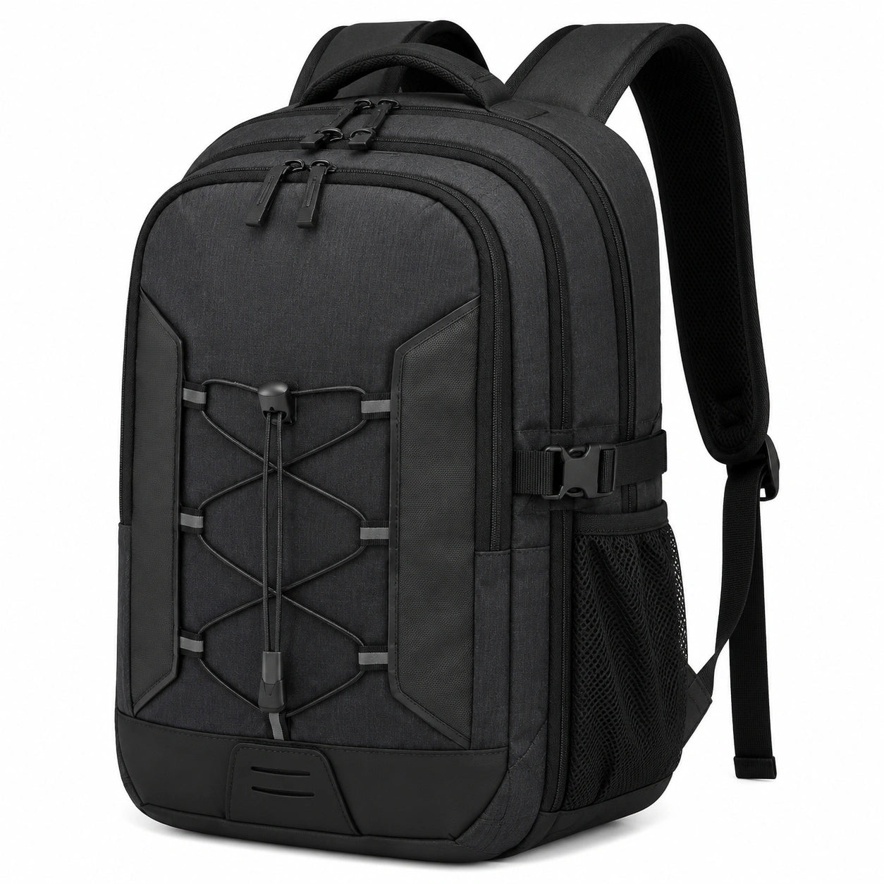 Zaino 48 x 32 x 18 cm in tessuto sintetico nero con scomparti multipli per viaggio e lavoro