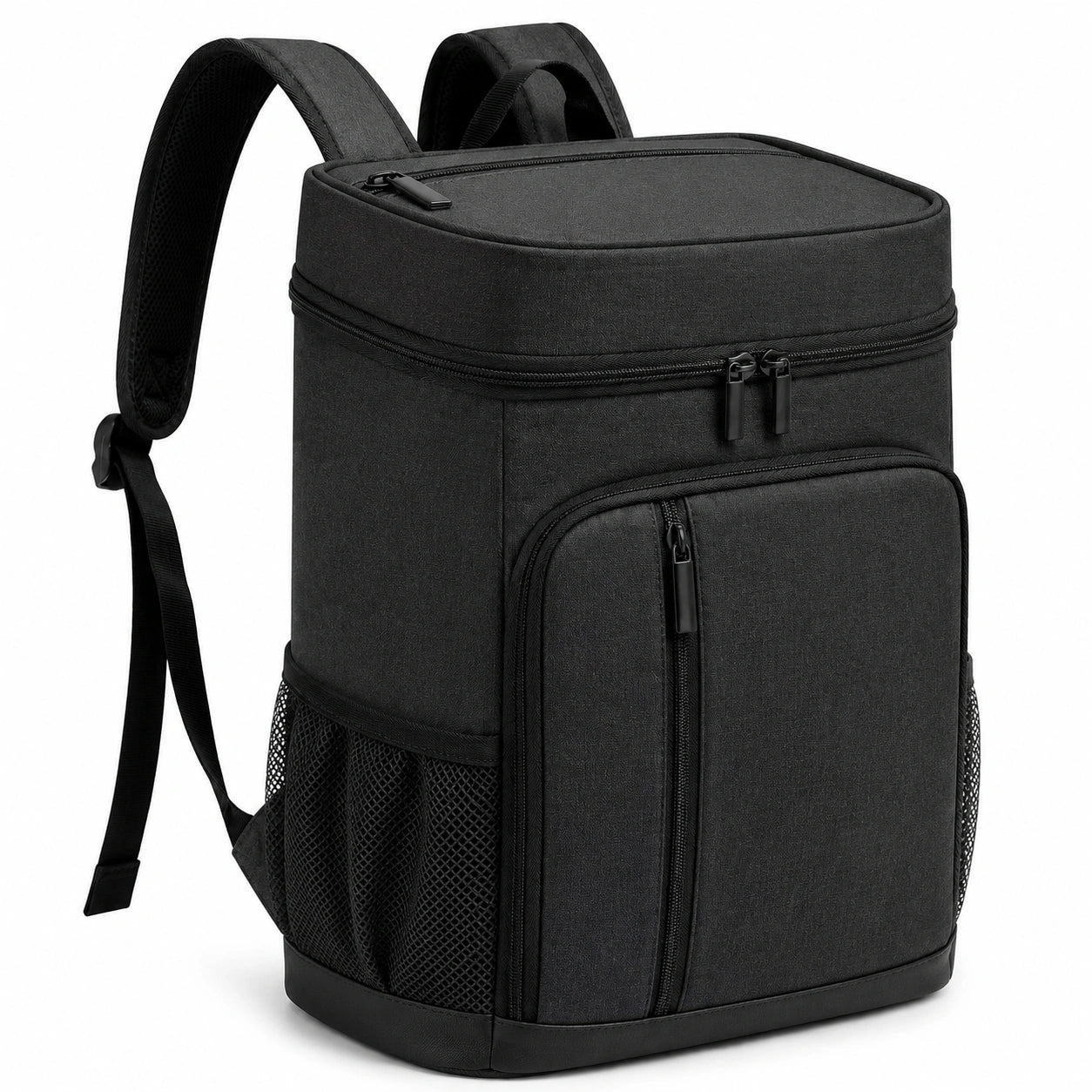 Zaino 30 x 20 x 45 cm in tessuto sintetico nero con scomparti multipli per uso quotidiano